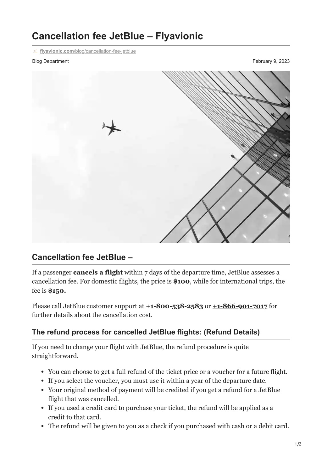 PPT Cancellation fee JetBlue Flyavionic PowerPoint Presentation