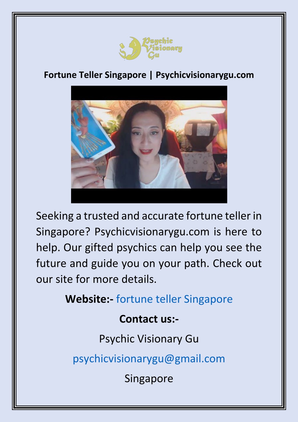 PPT Fortune Teller Singapore Psychicvisionarygu PowerPoint