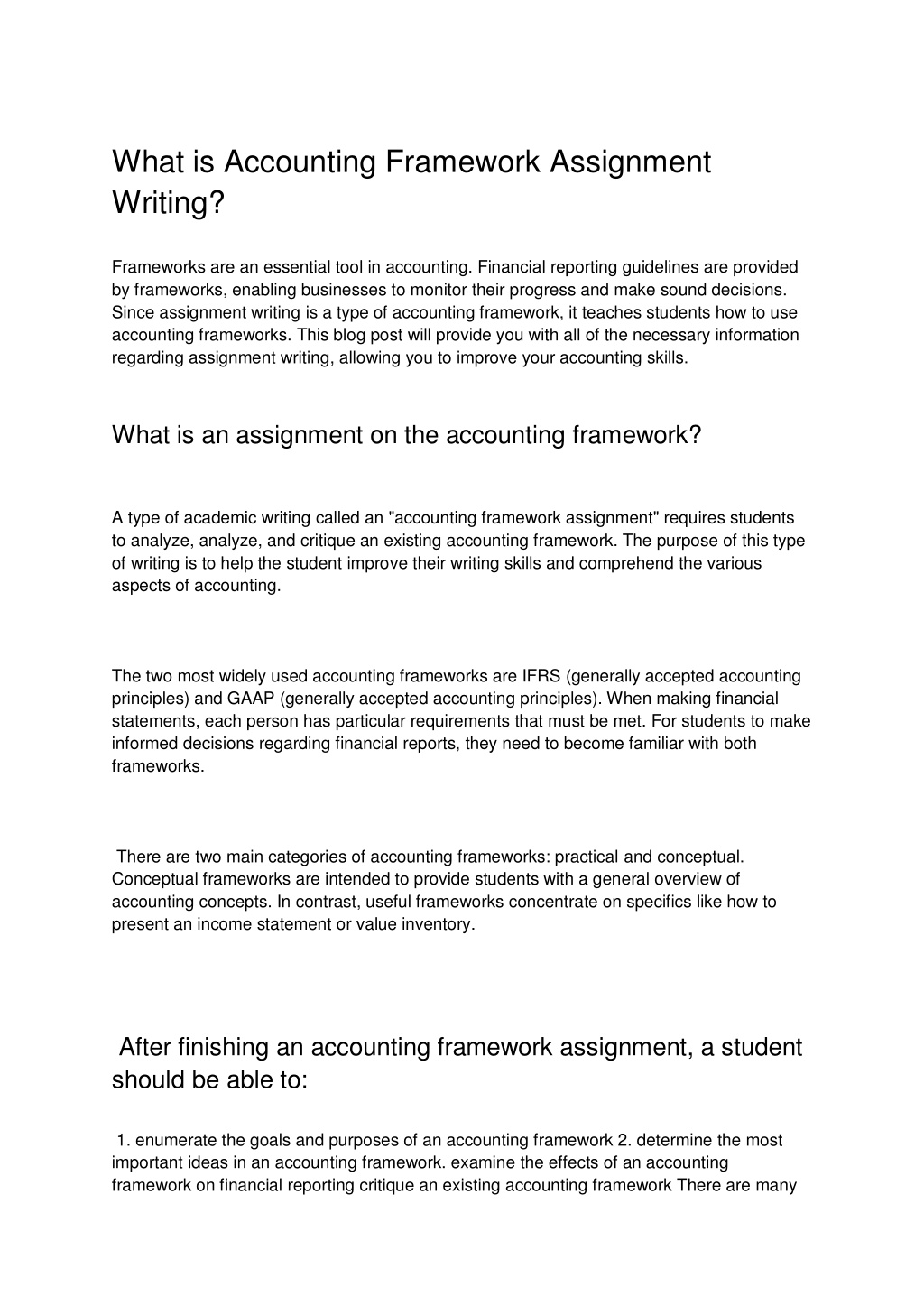 essay on accounting framework