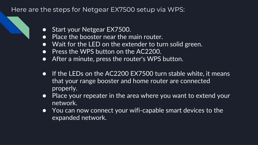 PPT How to Setup Netgear EX7500 Via WPS_ PowerPoint Presentation