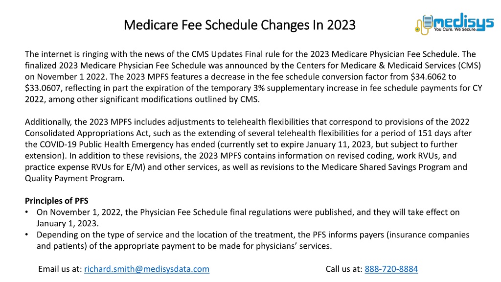 PPT Medicare Fee Schedule Changes In 2023 PowerPoint Presentation