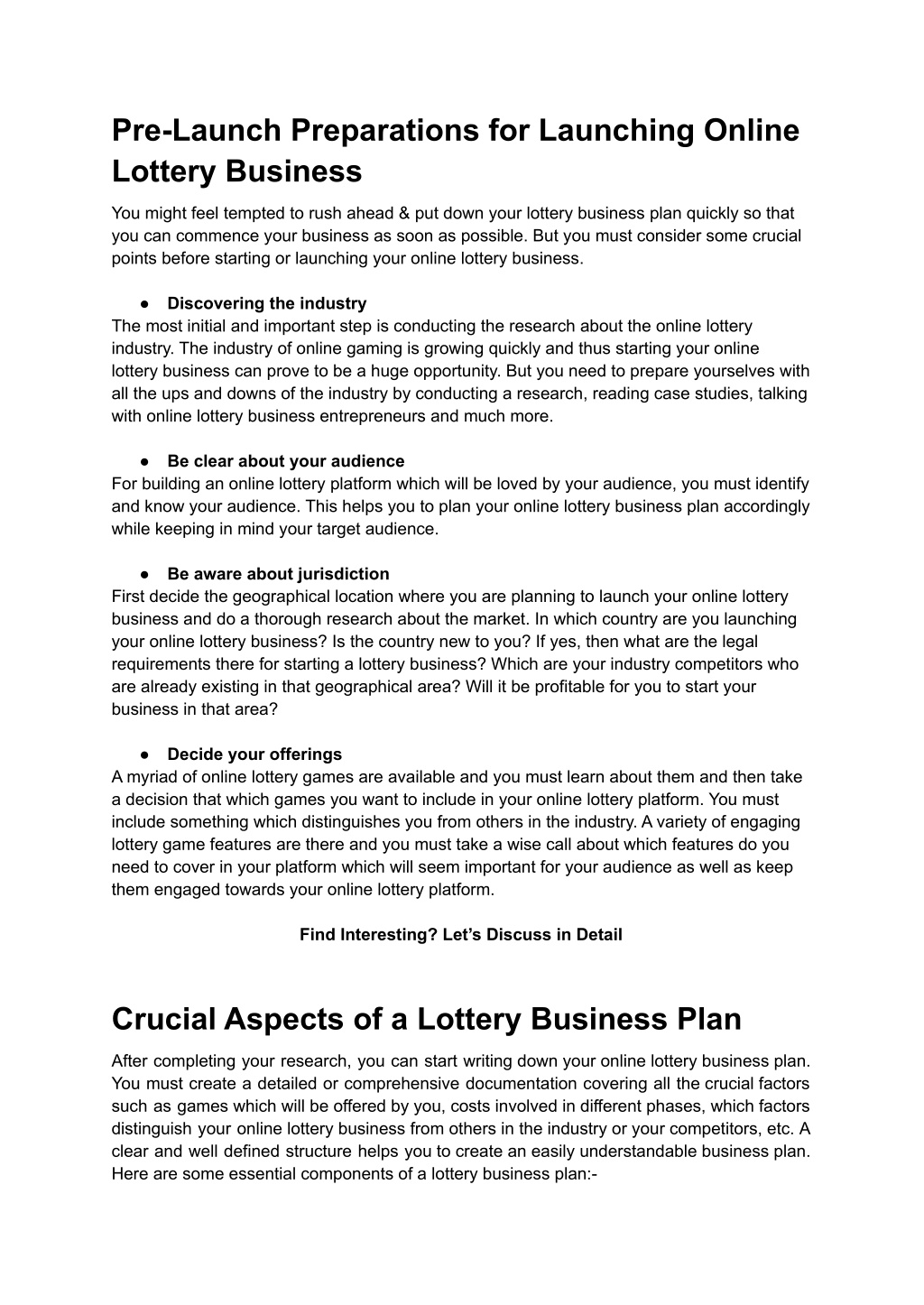 lottery business plan