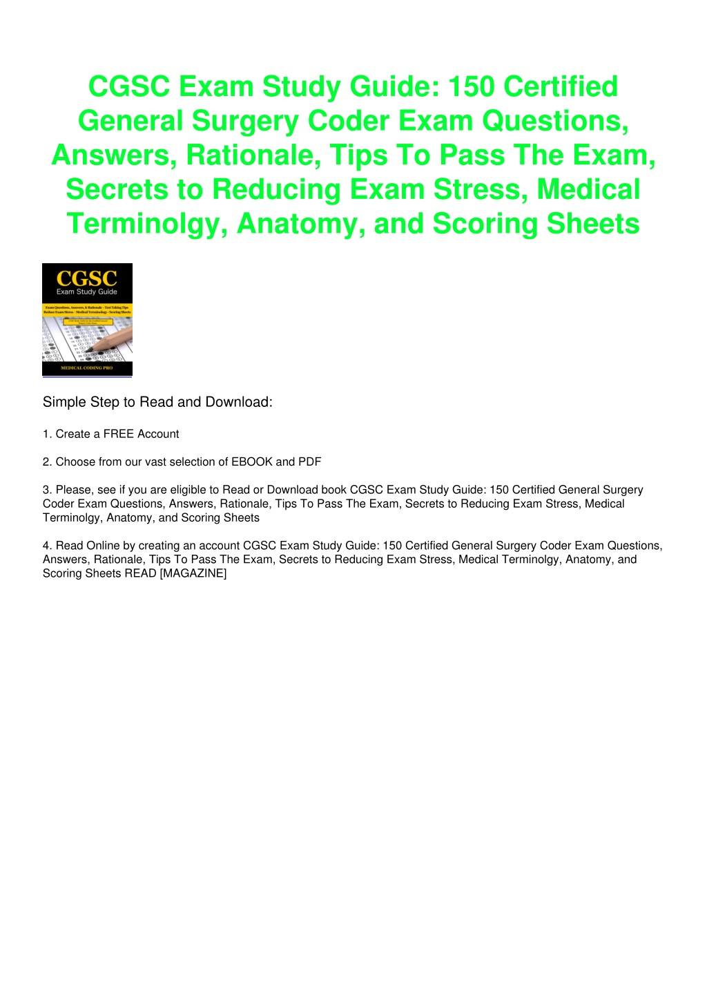 PPT - (PDF/DOWNLOAD) CGSC Exam Study Guide: 150 Certified General ...