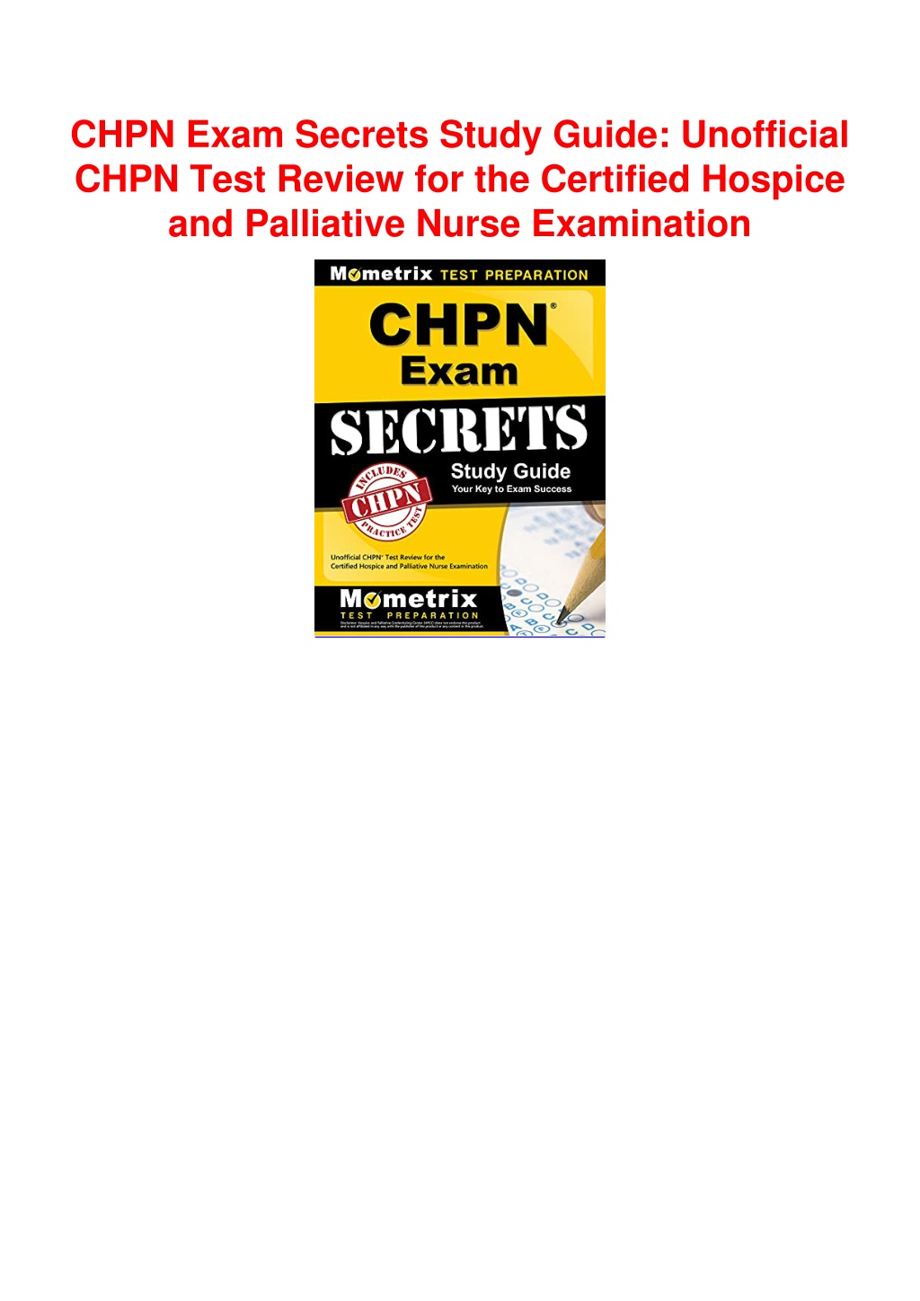 PPT (PDF/DOWNLOAD) CHPN Exam Secrets Study Guide Unofficial CHPN