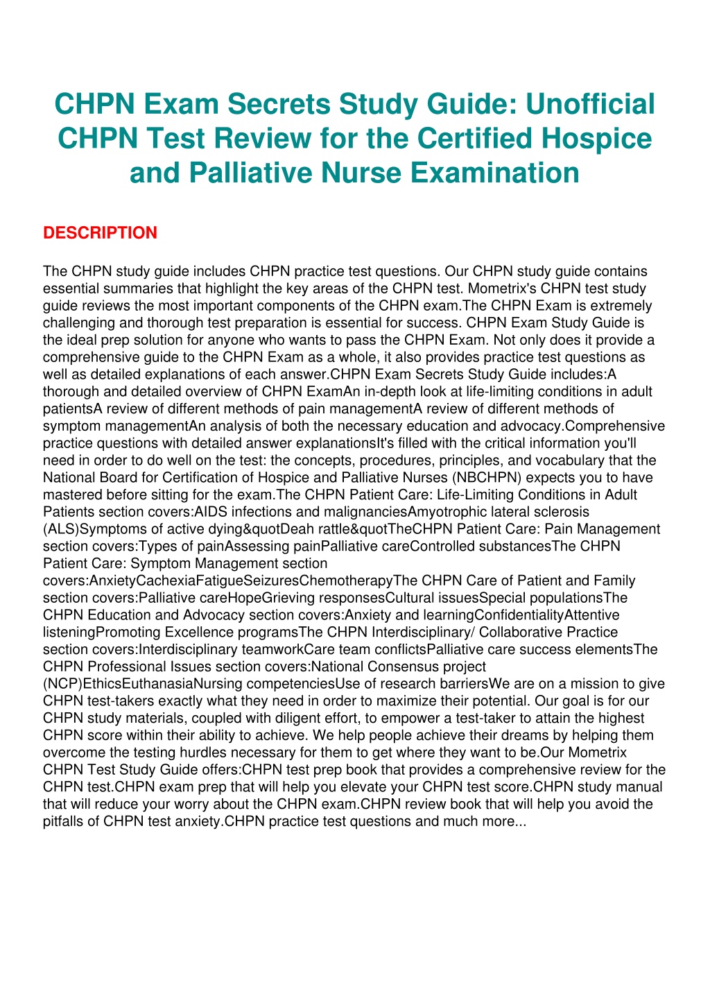 PPT - (PDF/DOWNLOAD) CHPN Exam Secrets Study Guide: Unofficial CHPN ...