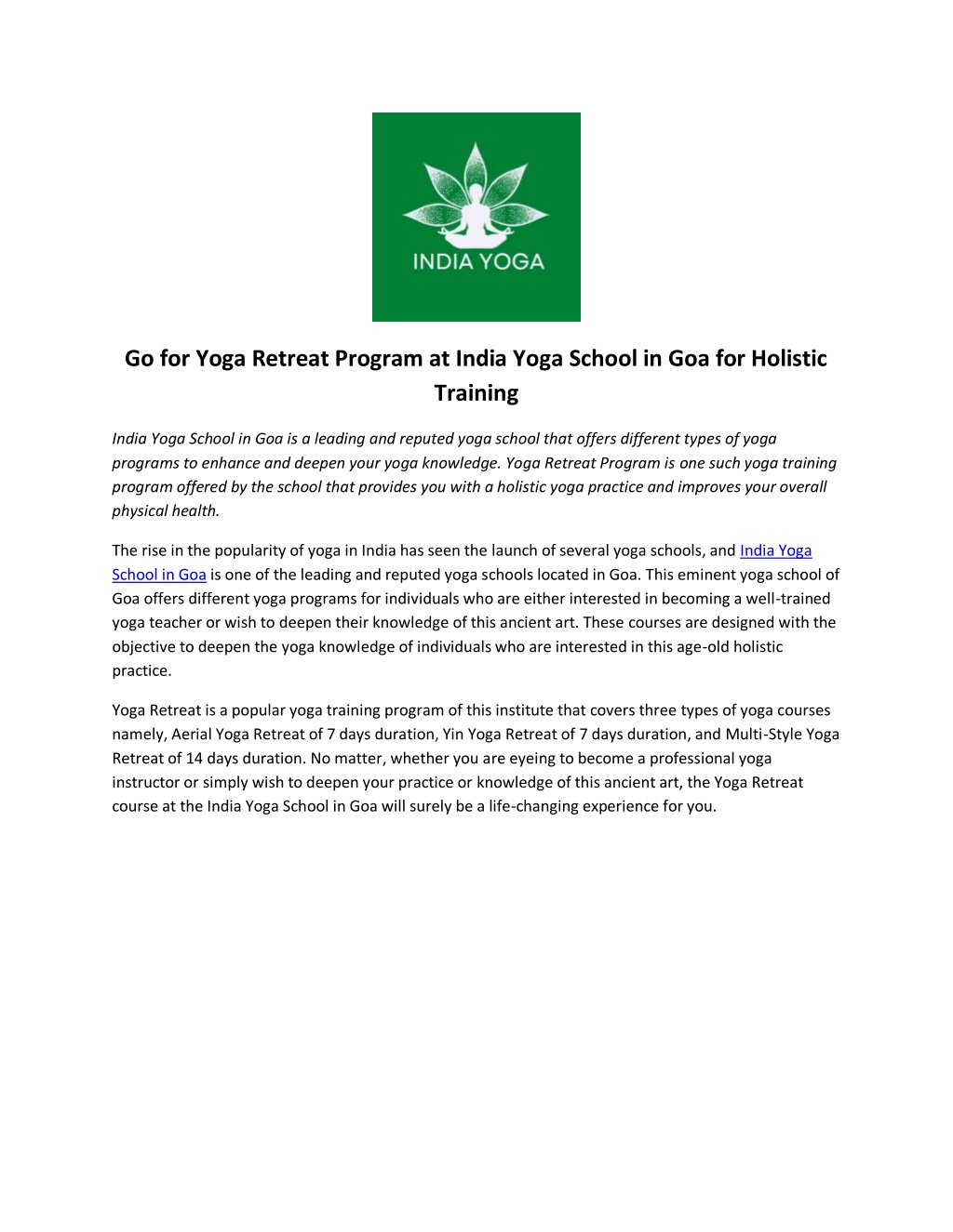 Ppt Go For Yoga Retreat Program At India Yoga School In Goa For