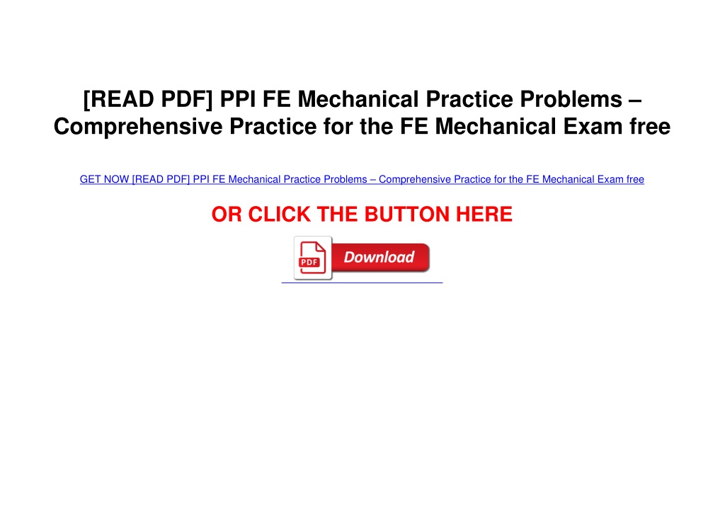 PPT READ PDF PPI FE Mechanical Practice Problems Comprehensive Practice For The PowerPoint