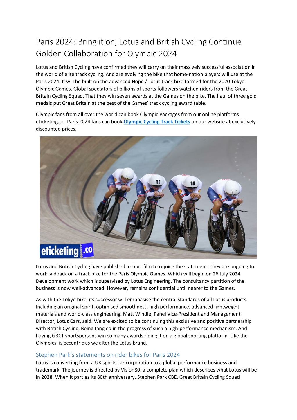 PPT Paris 2024 Bring it on, Lotus and British Cycling Continue Golden