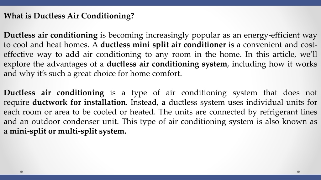 Ppt The Benefits Of Installing A Ductless Air Conditioning System Powerpoint Presentation Id 4242