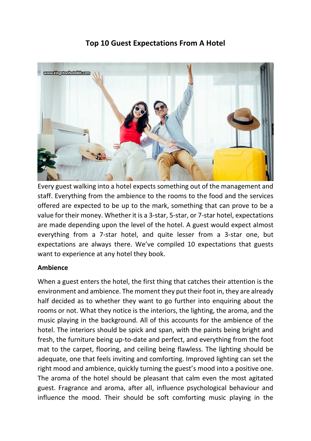 PPT - Top 10 Guest Expectations From A Hotel PowerPoint Presentation ...
