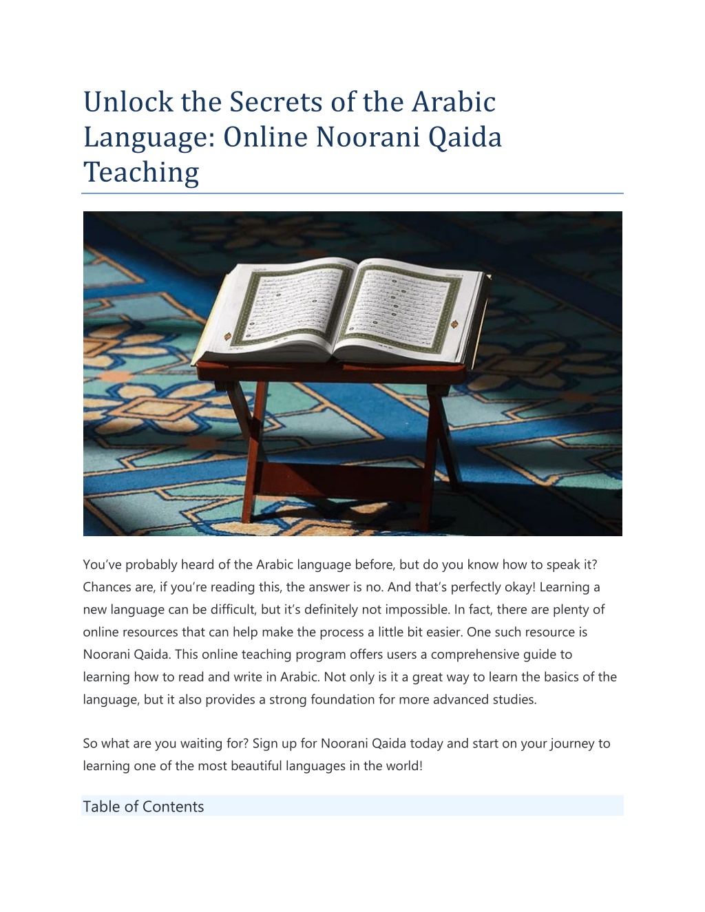 PPT - Unlock The Secrets Of The Arabic Language - Online Noorani Qaida ...