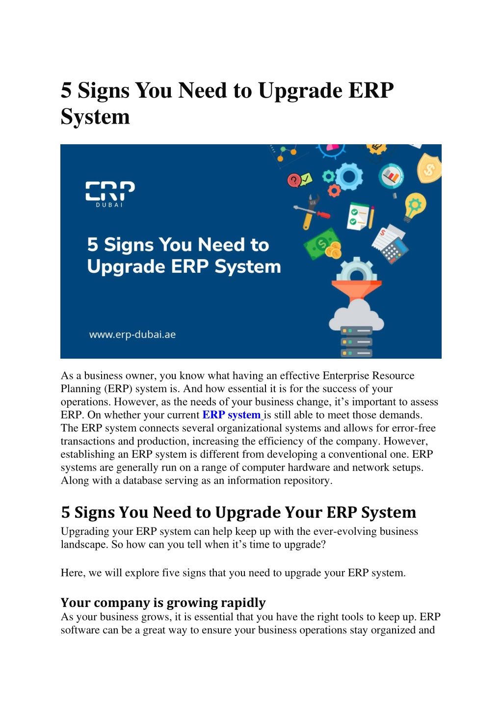 PPT - 5 Signs You Need to Upgrade ERP System PowerPoint Presentation ...