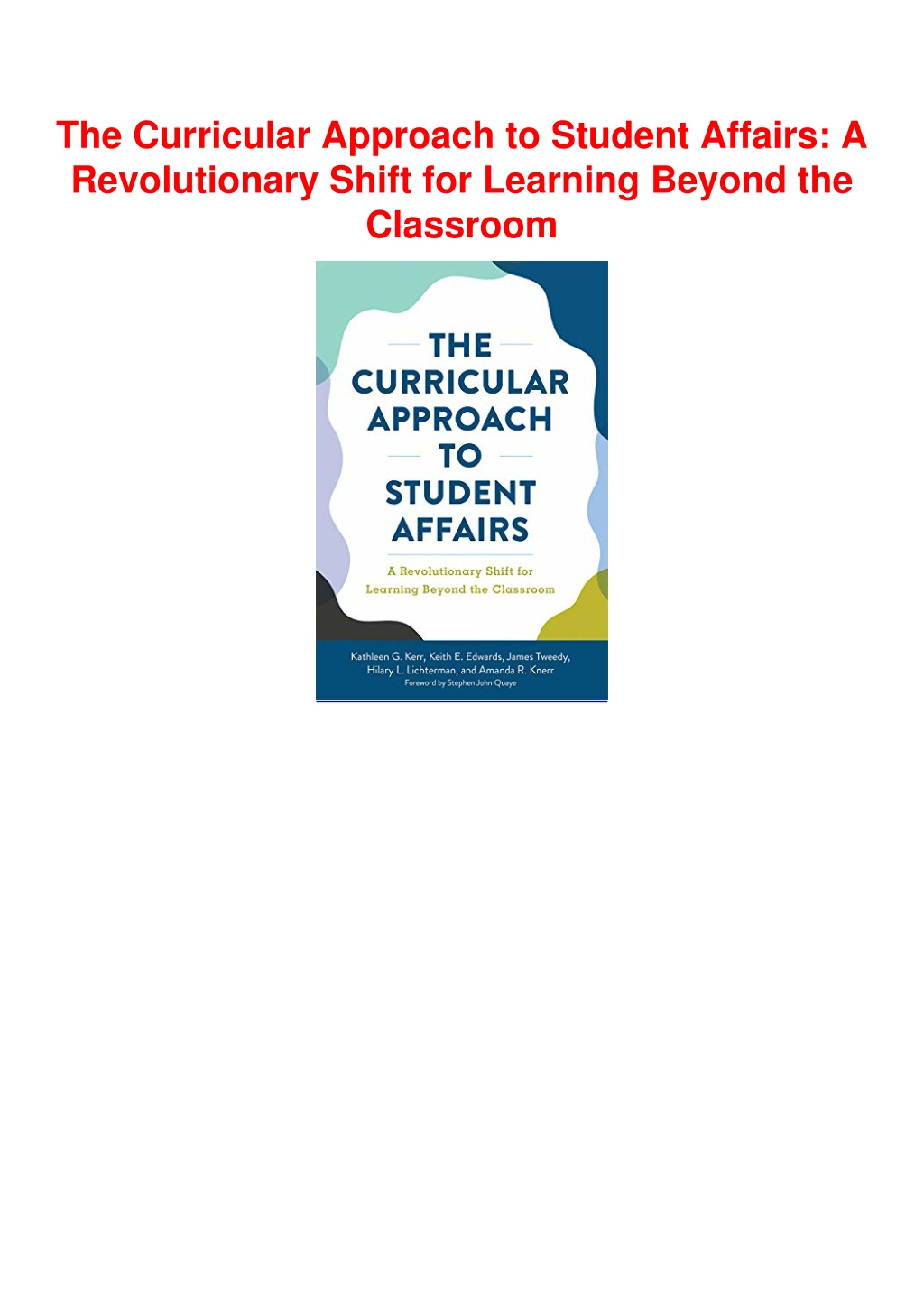 PPT (PDF/DOWNLOAD) The Curricular Approach to Student Affairs A