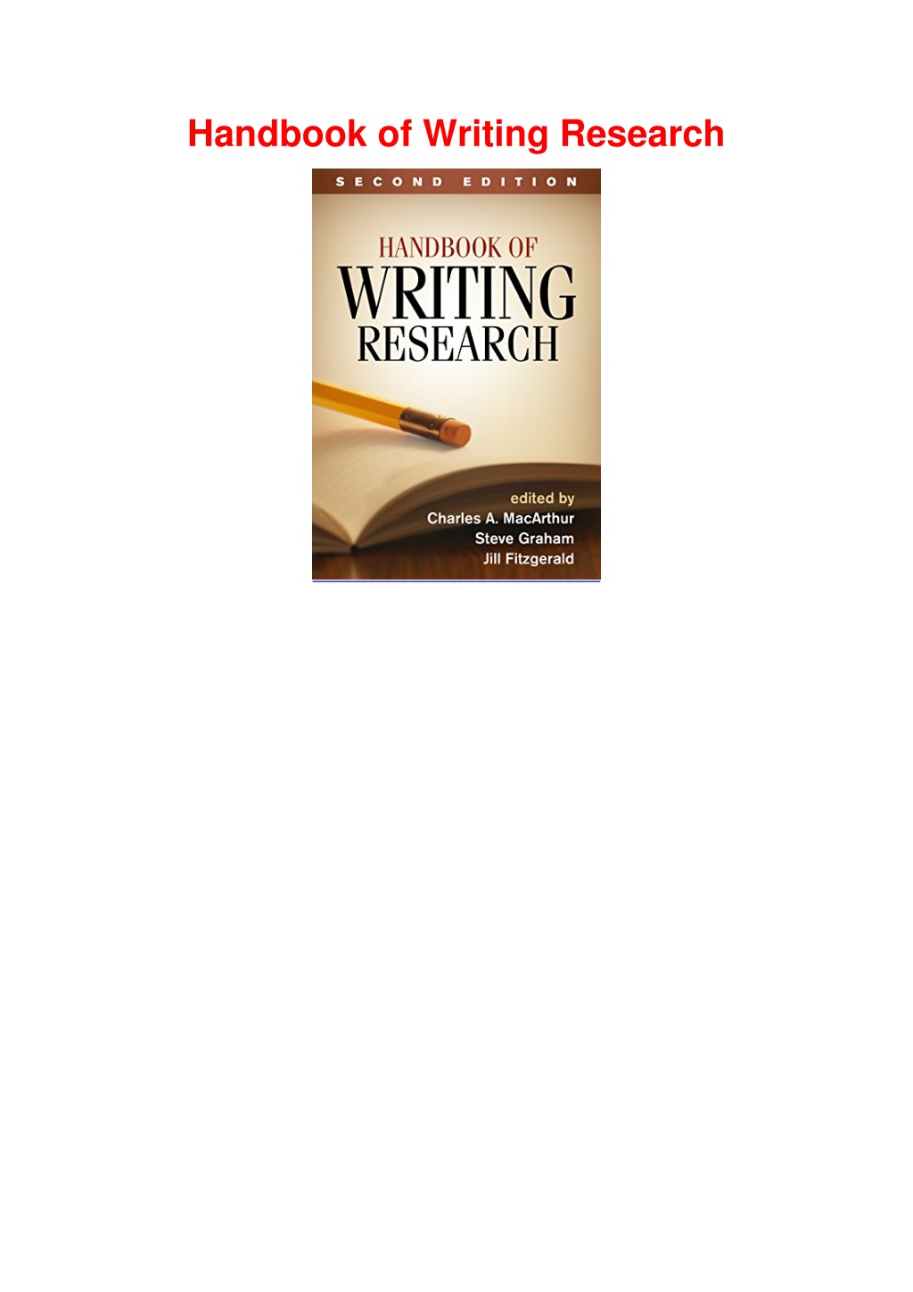 handbook of writing research 2016