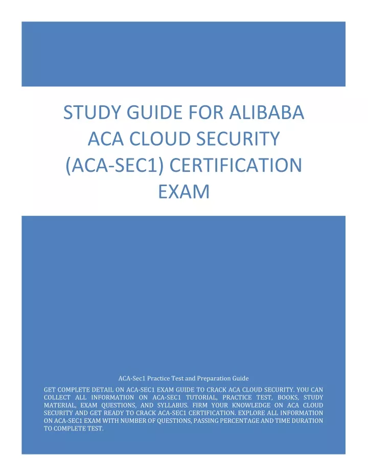 PPT - Study Guide For Alibaba ACA Cloud Security (ACA-Sec1 ...