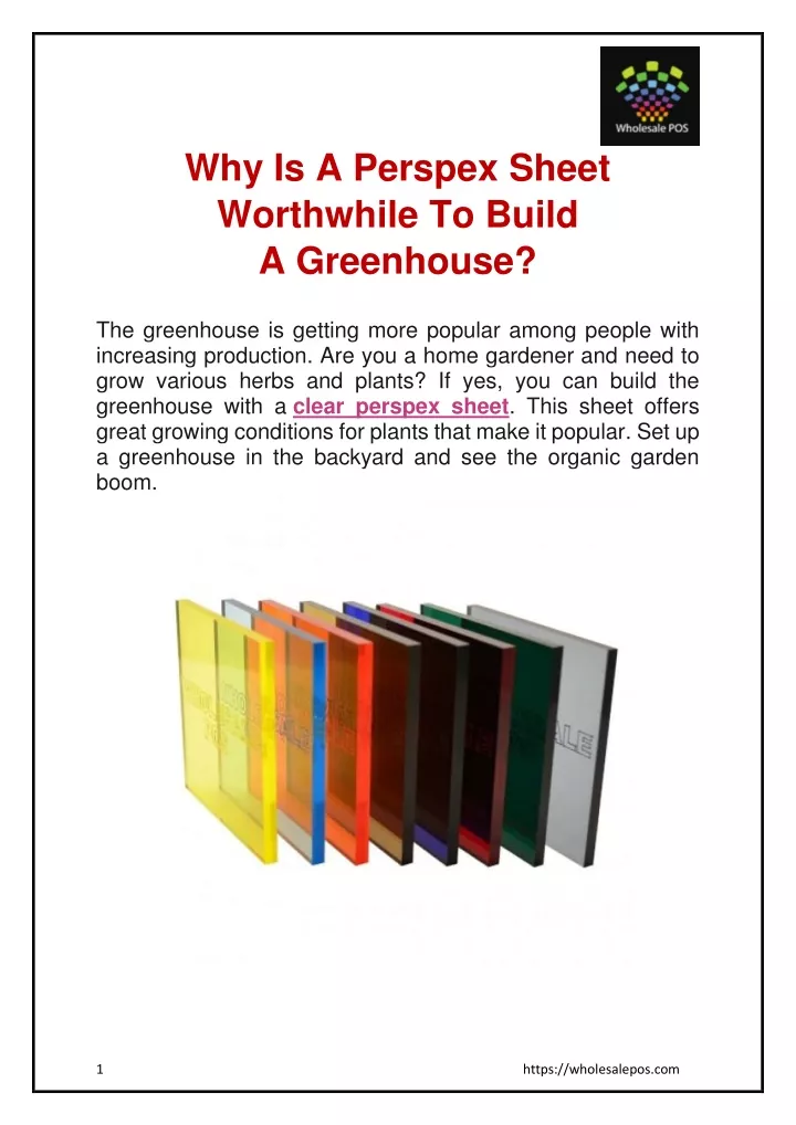 PPT - Why Is A Perspex Sheet Worthwhile To Build A Greenhouse ...