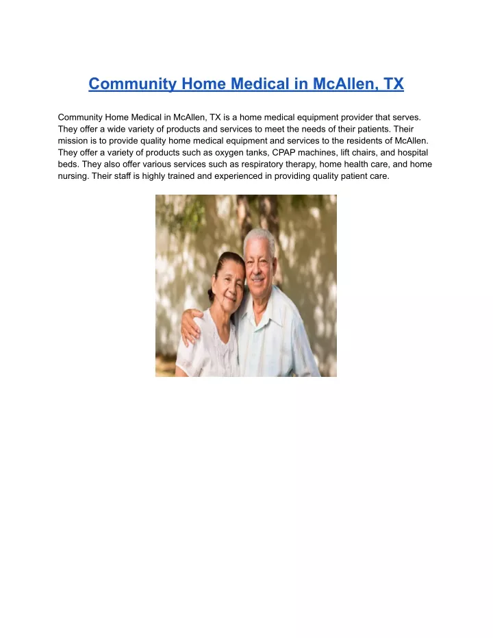 Community Home Medical In Mcallen Tx N 