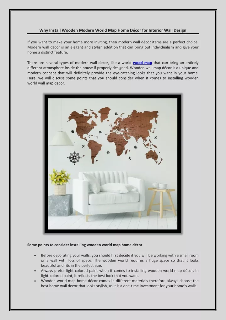 PPT - Why Install Wooden Modern World Map Home Décor for Interior Wall 