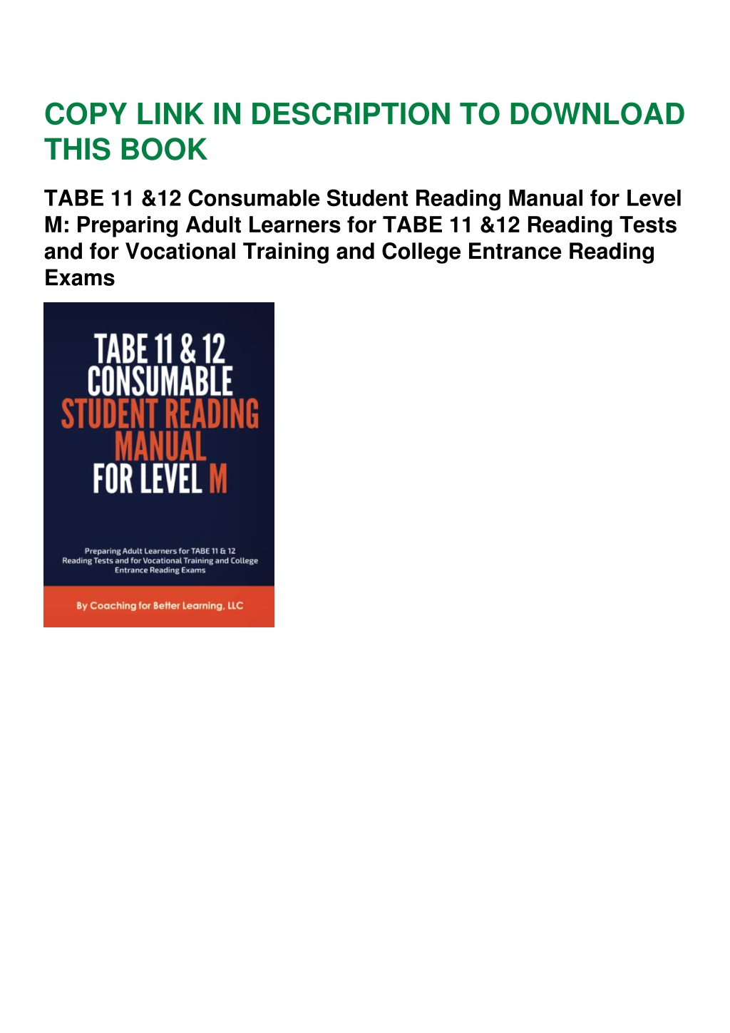PPT - free download [pdf] TABE 11 & 12 Consumable Student Reading ...