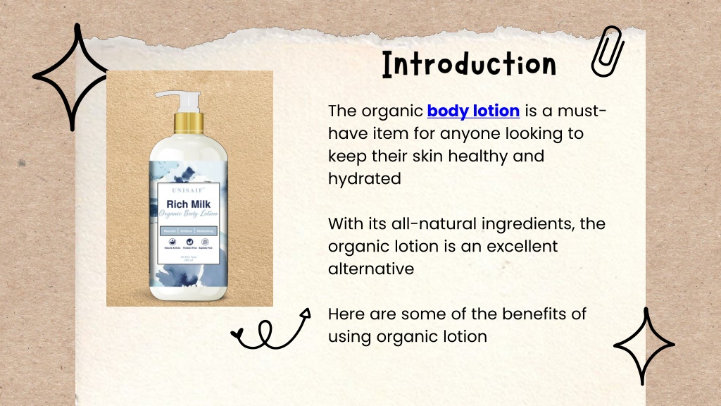 presentation of body lotion