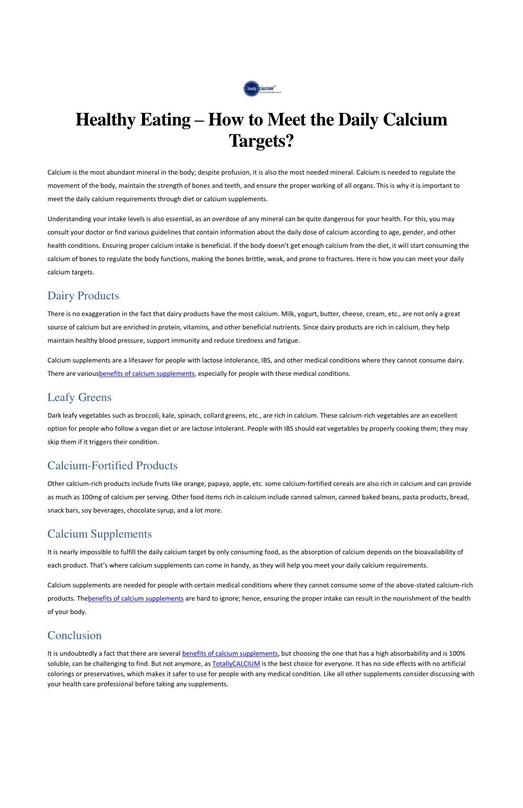 PPT - Healthy Eating How to Meet the Daily Calcium Targets PowerPoint ...