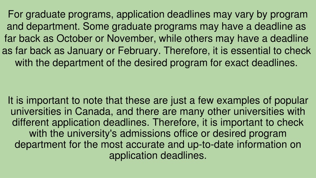 PPT Fall application deadlines for Canada 2023 Intake PowerPoint