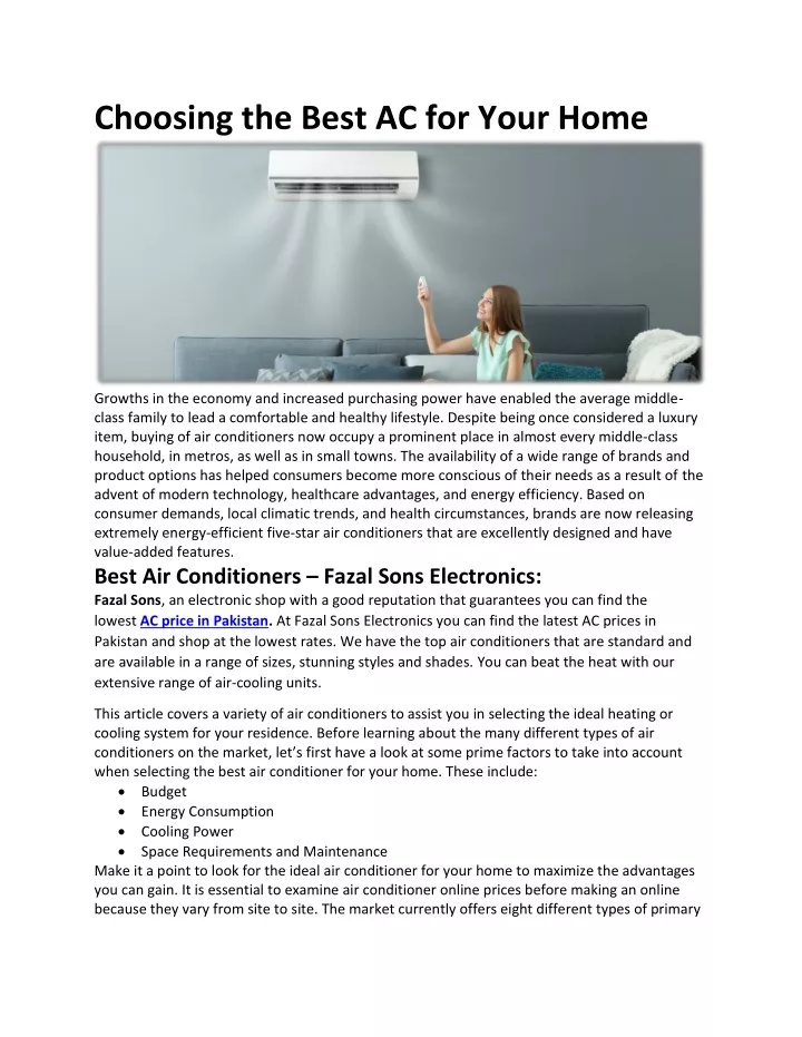 PPT Choosing the Best AC for Your Home Fazal Sons Electronics