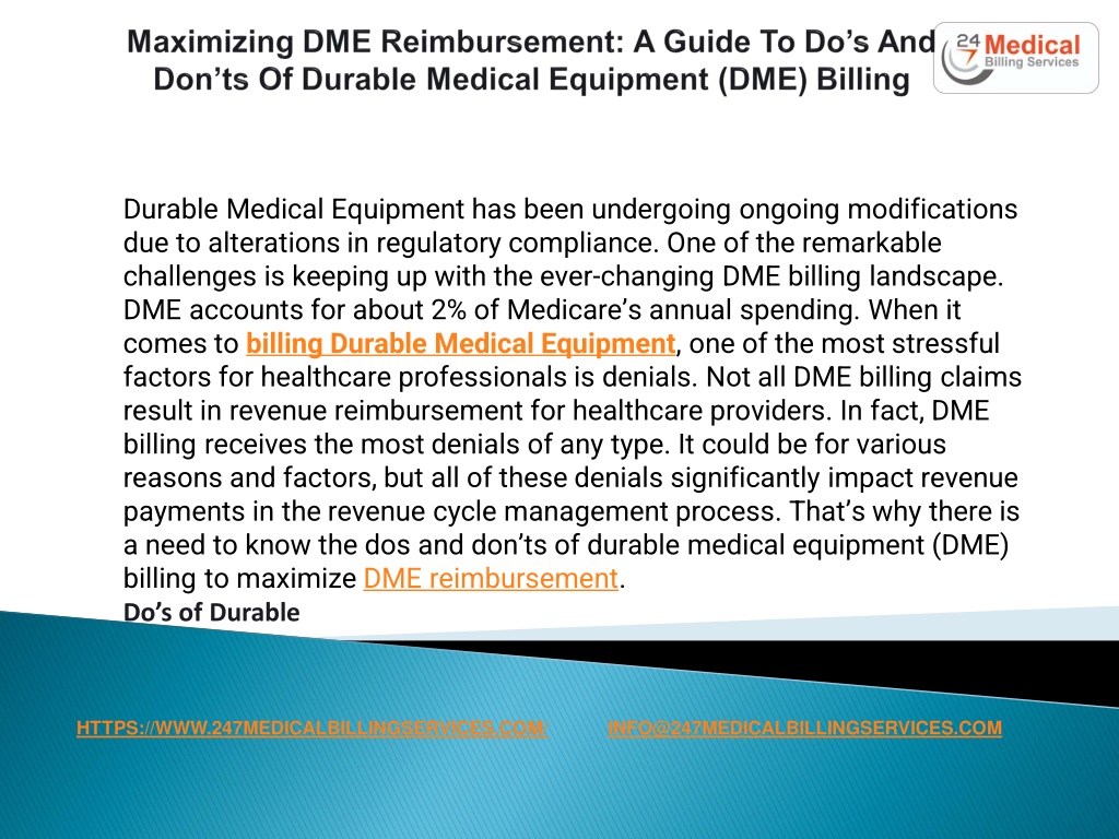 PPT - Maximizing DME Reimbursement A Guide To Do’s And Don’ts Of ...