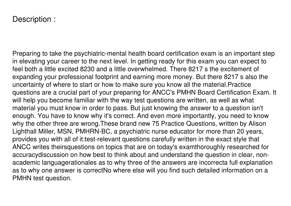 PPT - (PDF) Psychiatric Mental Health RN: 75 Board Certification ...