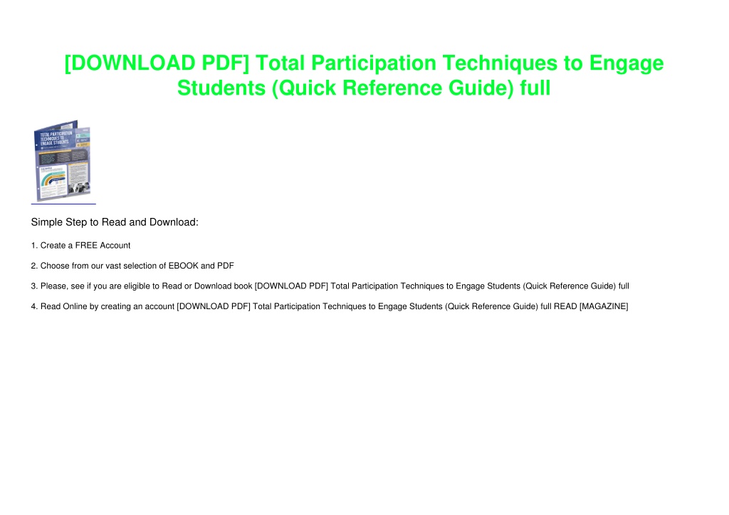 PPT - [DOWNLOAD PDF] Total Participation Techniques to Engage Students ...