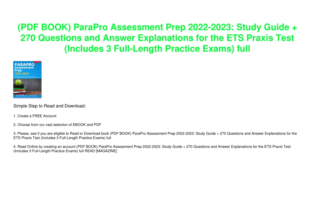 PPT - (PDF BOOK) ParaPro Assessment Prep 2022-2023: Study Guide 270 ...