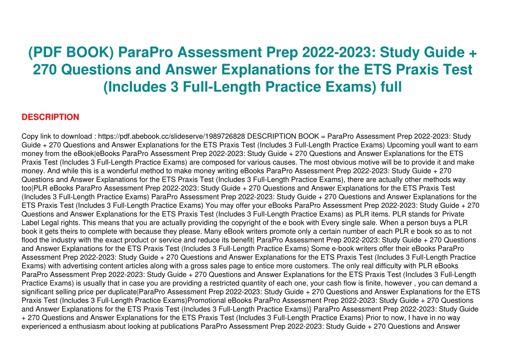 PPT - (PDF BOOK) ParaPro Assessment Prep 2022-2023: Study Guide 270 ...