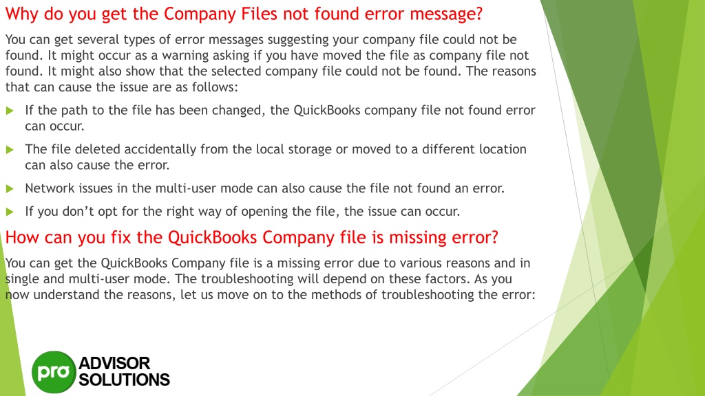 Ppt Easy Troubleshooting Guide To Fix Quickbooks Company File Not