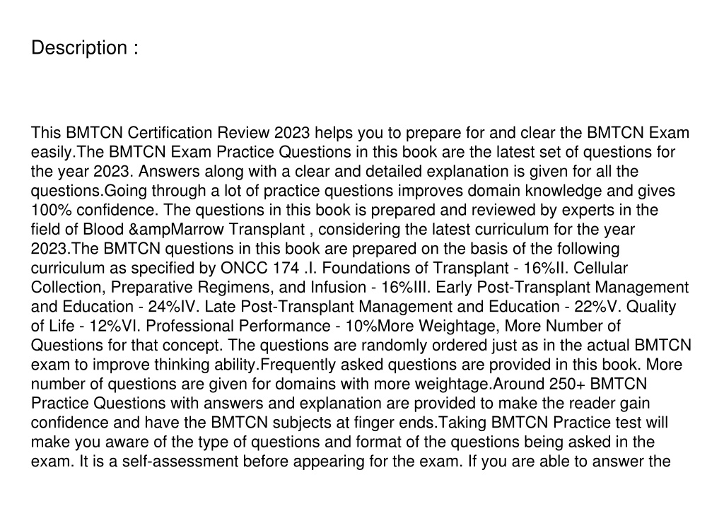 PPT Download BMTCN Certification Review BMTCN Practice Questions