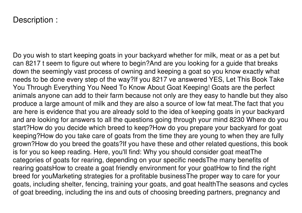 PPT - [PDF] Raising Goats in Your Backyard: The Complete Guide To ...