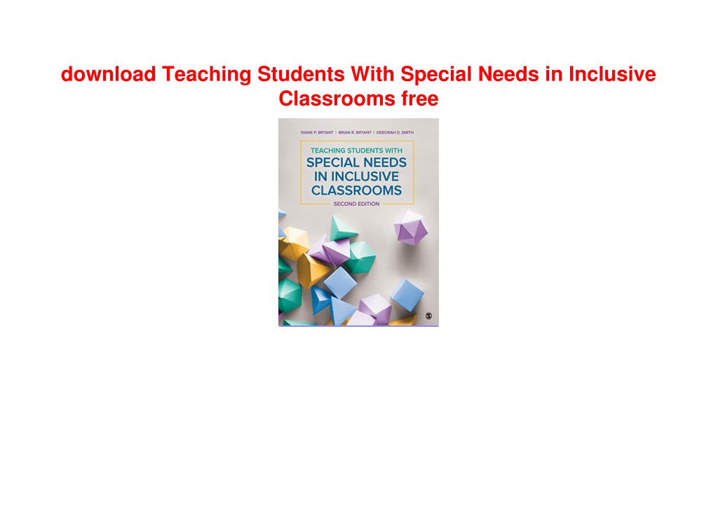 PPT - PDF Teaching Students With Special Needs In Inclusive Classrooms ...