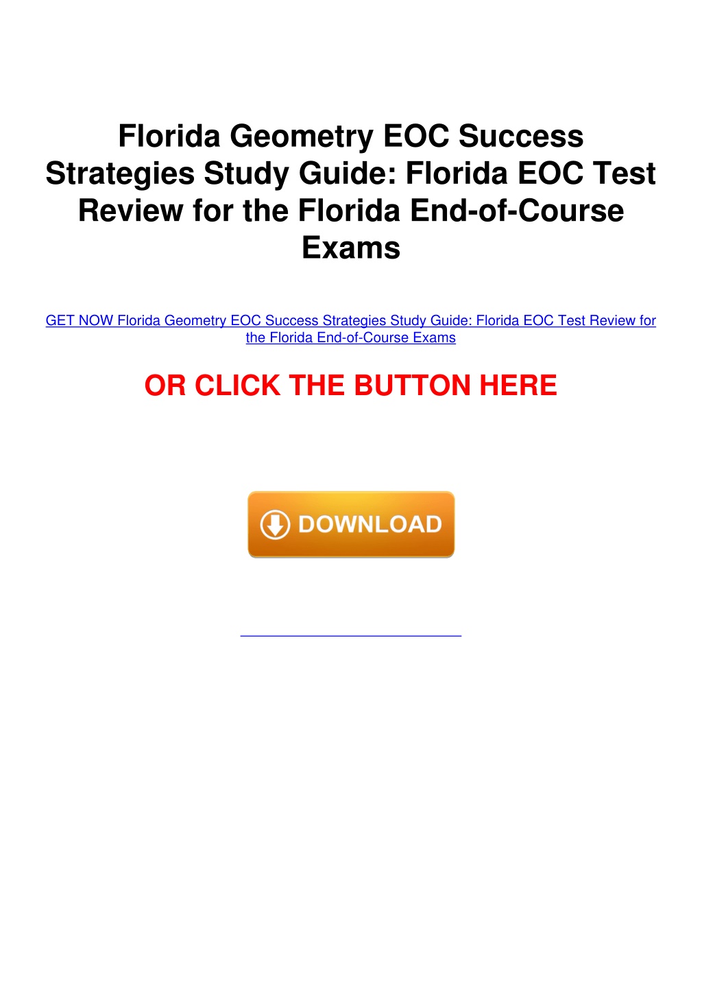 PPT PDF/READ/DOWNLOAD Florida Geometry EOC Success Strategies Study