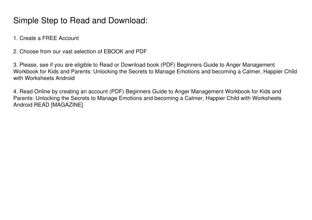 PPT - (PDF) Beginners Guide to Anger Management Workbook for Kids and ...