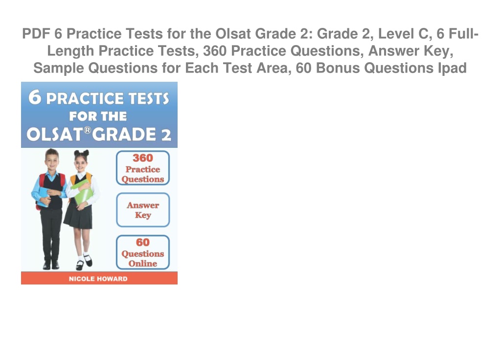 PPT PDF 6 Practice Tests for the Olsat Grade 2 Grade 2, Level C, 6 PPT PDF 6 Practice Tests for the Olsat Grade 2 Grade 2, Level C, 6