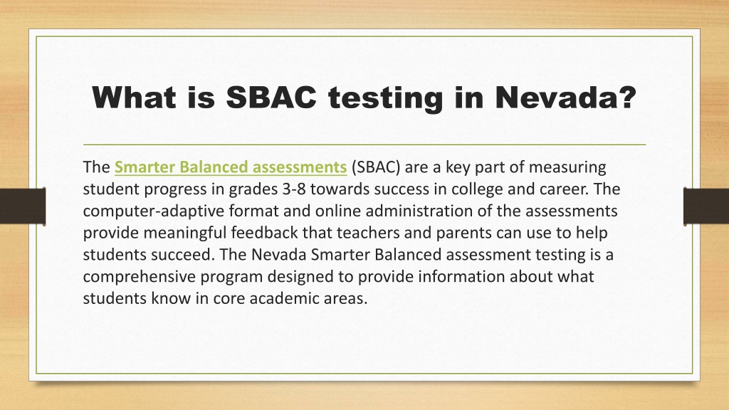 PPT What does SBAC stand for in California PowerPoint Presentation