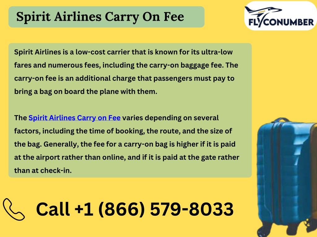 PPT Spirit Airlines Carry On fee Flyconumber PowerPoint Presentation