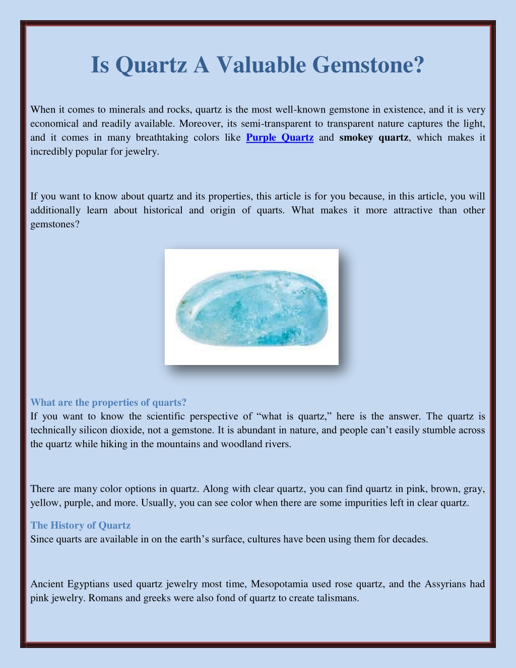 PPT Is Quartz A Valuable Gemstone? PowerPoint Presentation, free