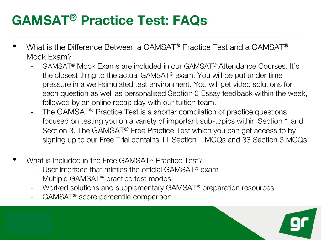 PPT Free GAMSAT Practice Test PowerPoint Presentation, free download ID12023242