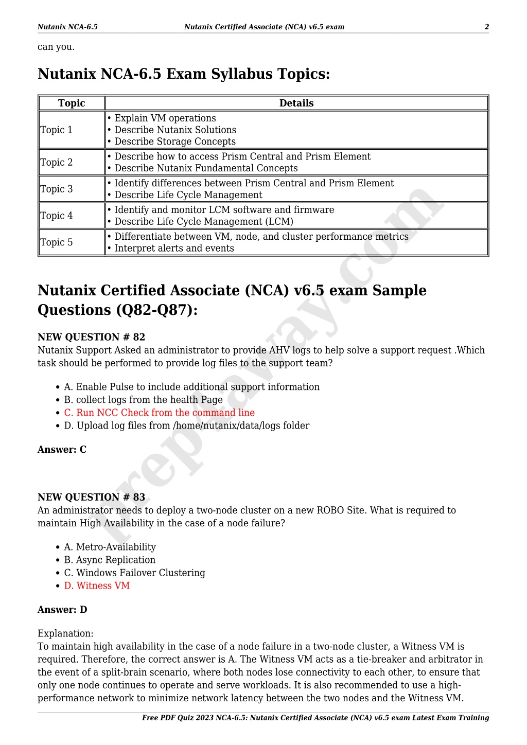 PPT - Free PDF Quiz 2023 NCA-6.5: Nutanix Certified Associate (NCA) V6 ...