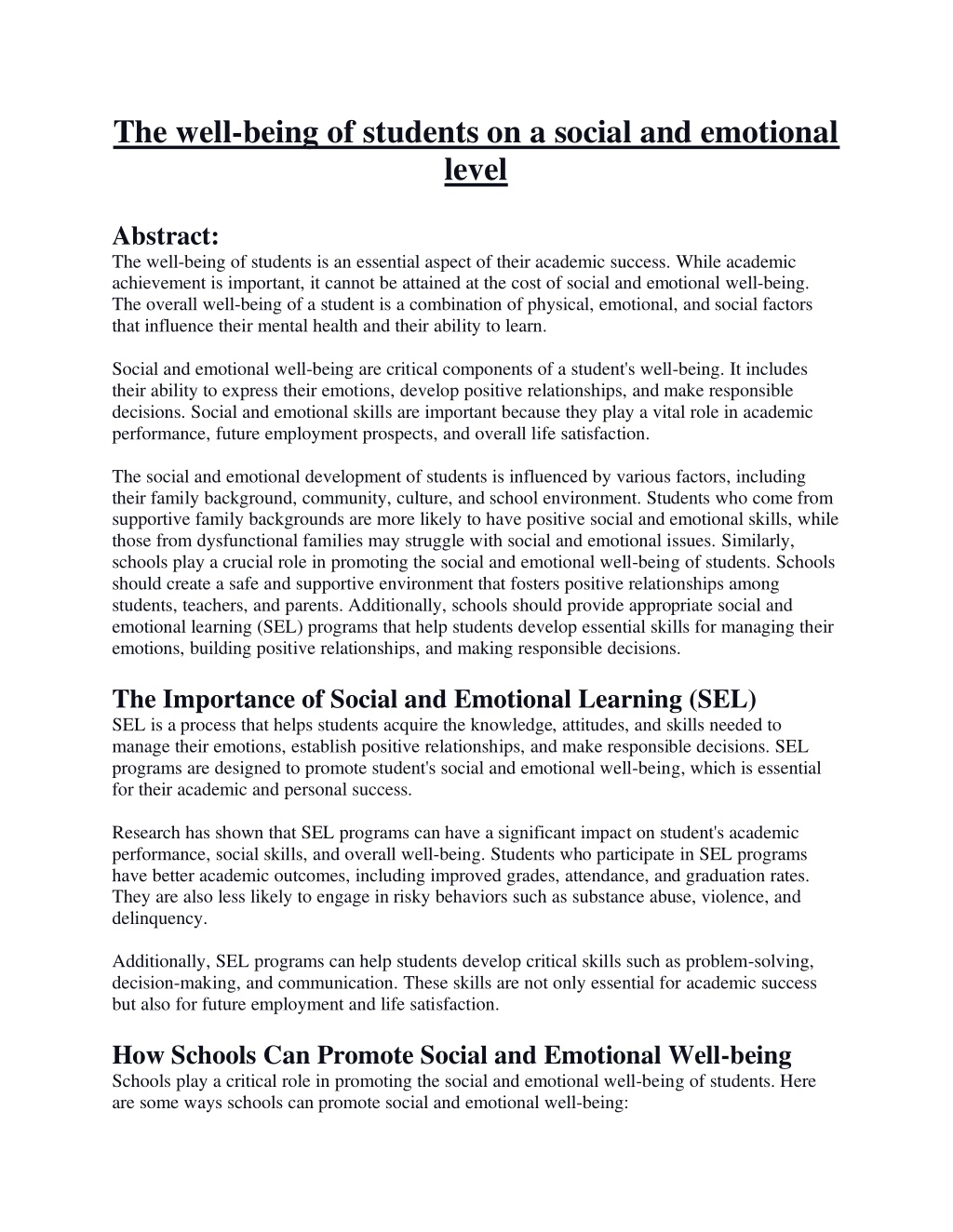 Ppt - The Well-being Of Students On A Social And Emotional Level 