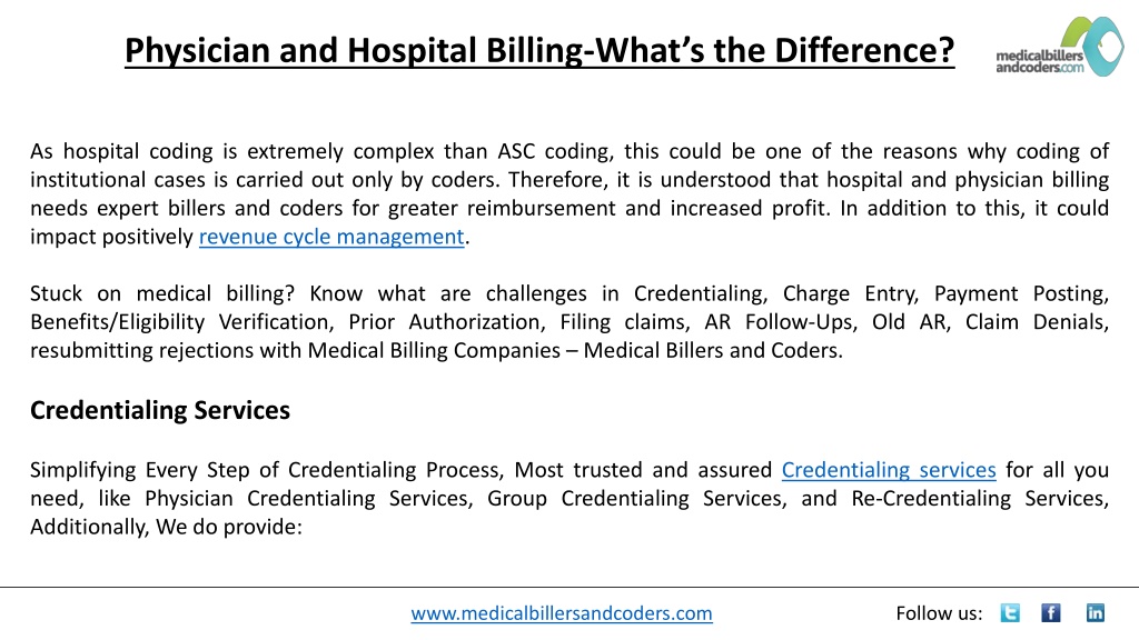 PPT - Physician and Hospital Billing-What’s the Difference PowerPoint ...