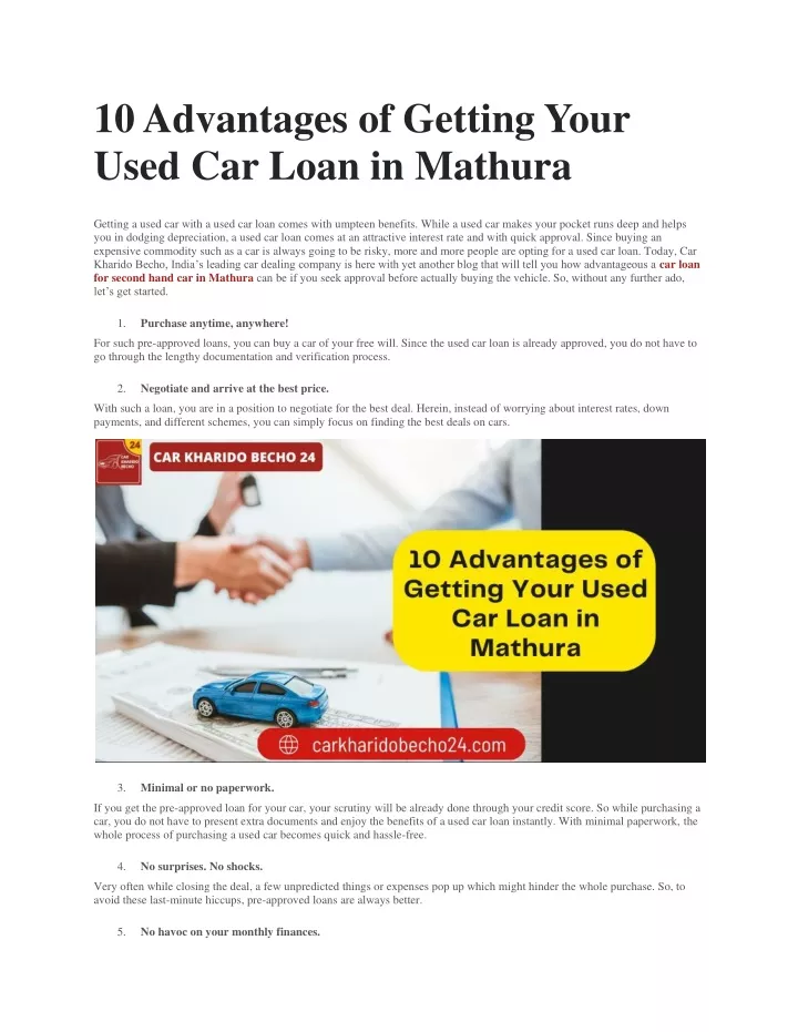 PPT 10 Advantages of Getting Your Used Car Loan in Mathura PowerPoint