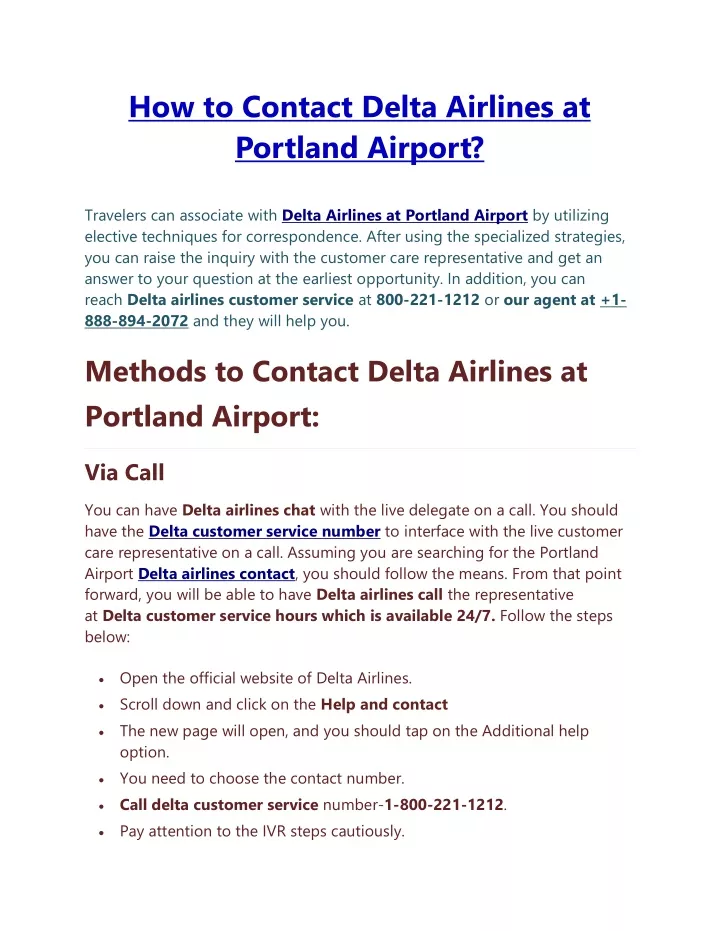 PPT How to Contact Delta Airlines at Portland Airport? PowerPoint