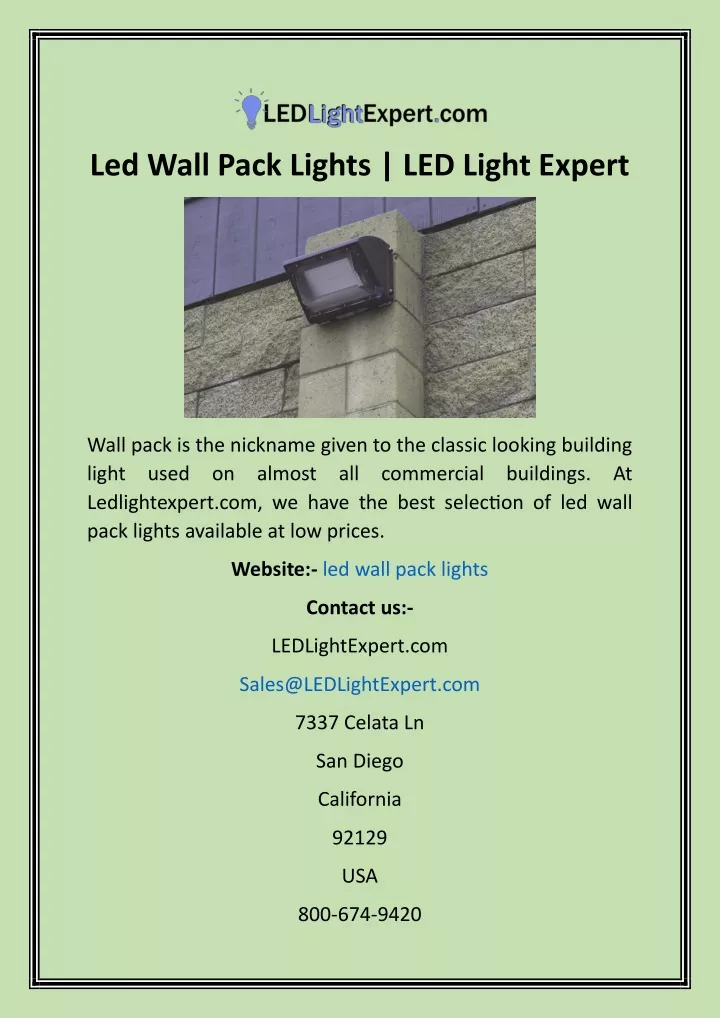 PPT Led Wall Pack Lights LED Light Expert PowerPoint Presentation