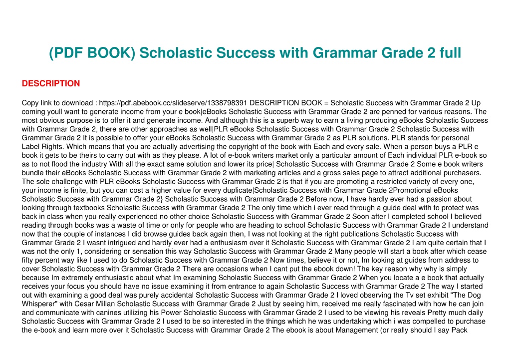 PPT - (PDF BOOK) Scholastic Success with Grammar Grade 2 full ...